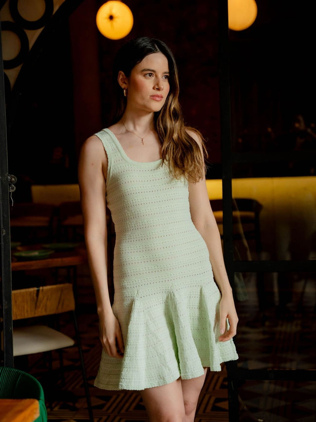 Vestido Corto en Tejido de Punto