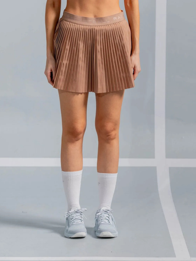 Falda Plisada Con Lineas En Contraste, Color Arena Para Mujer