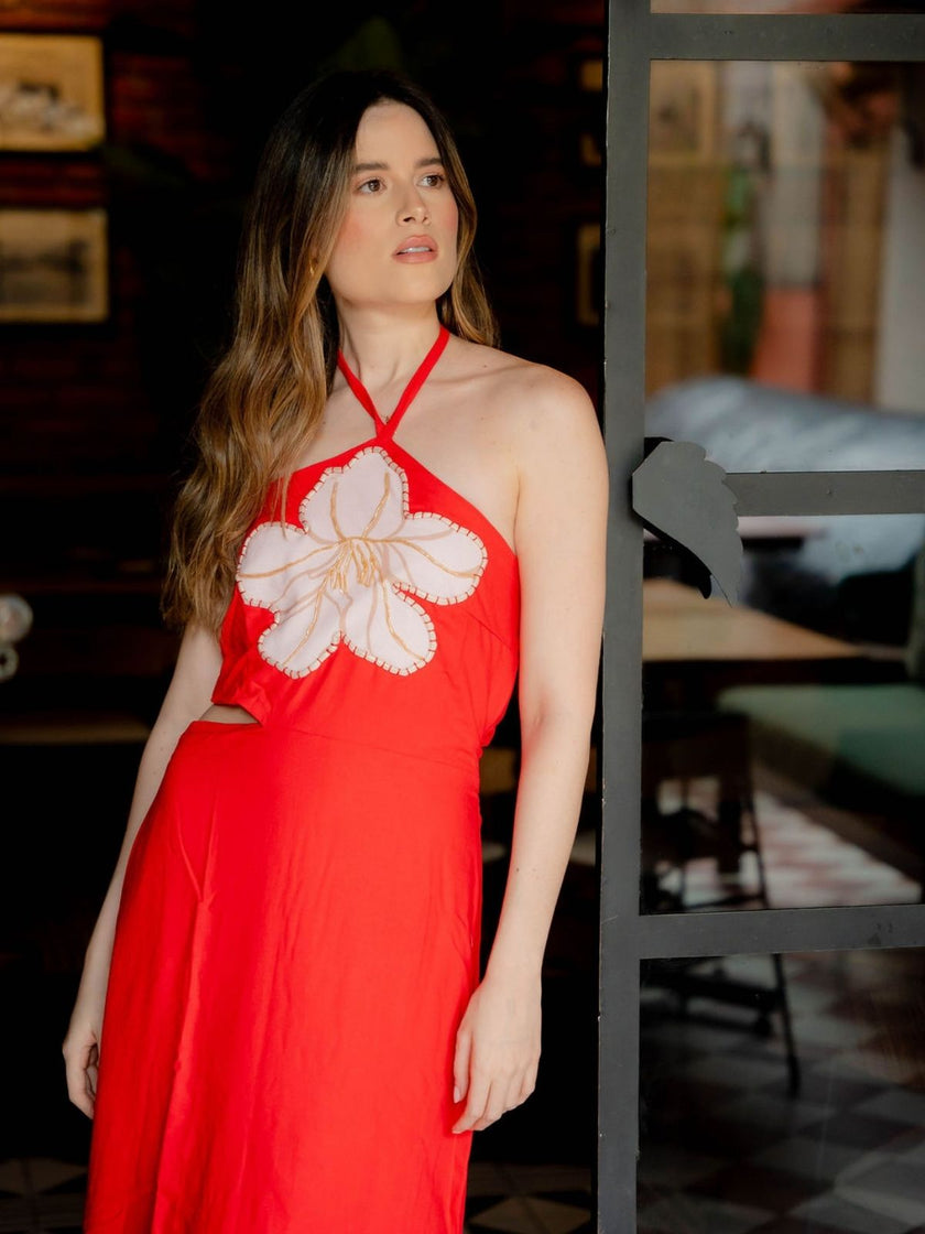 Vestido Camelia Rojo Lino