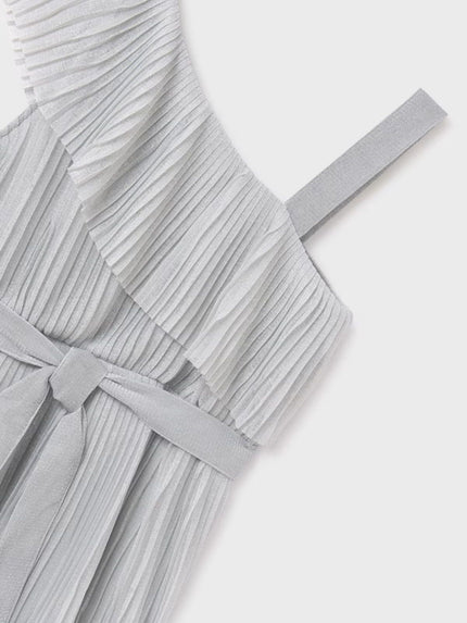 Vestido asimétrico plisado chica