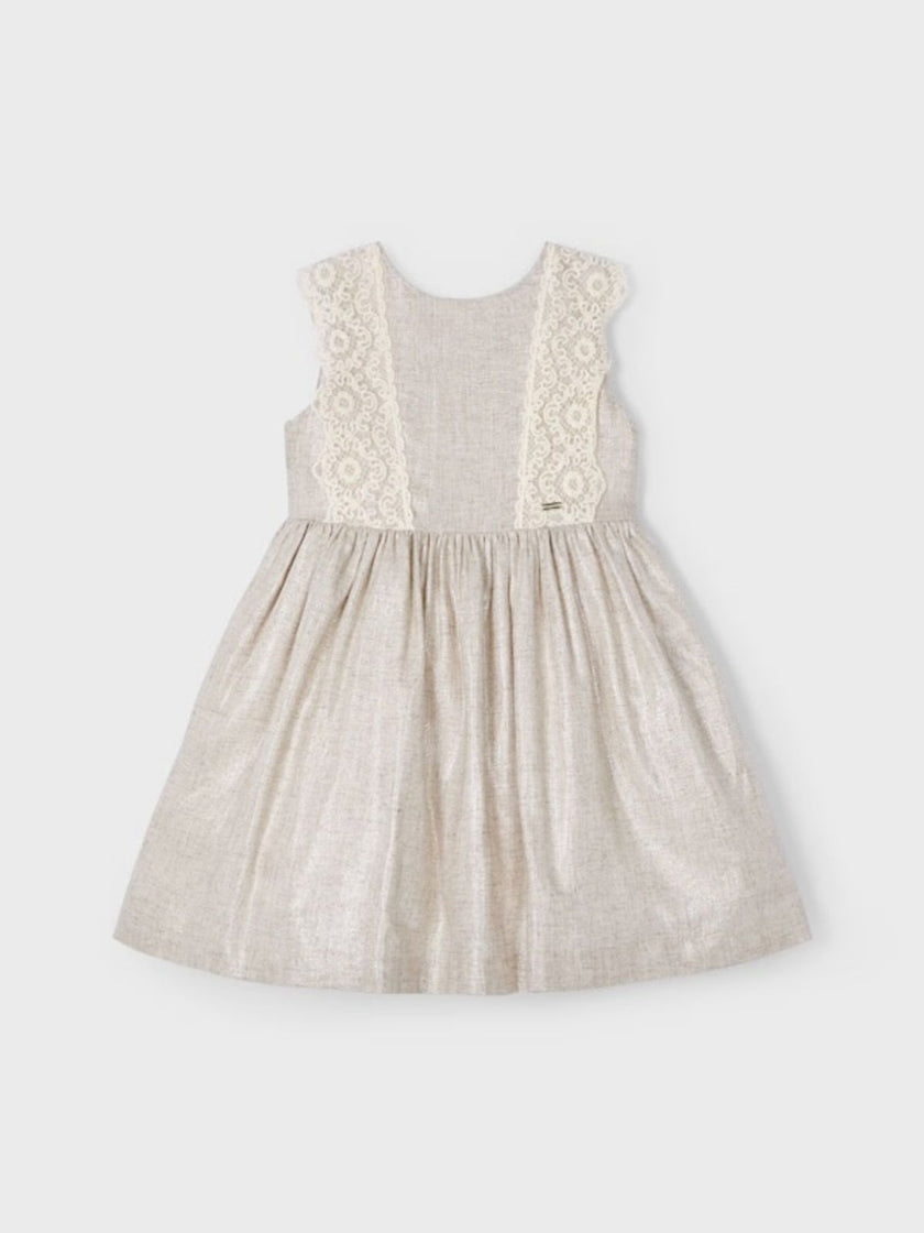 Vestido detalle bordado con lino niña