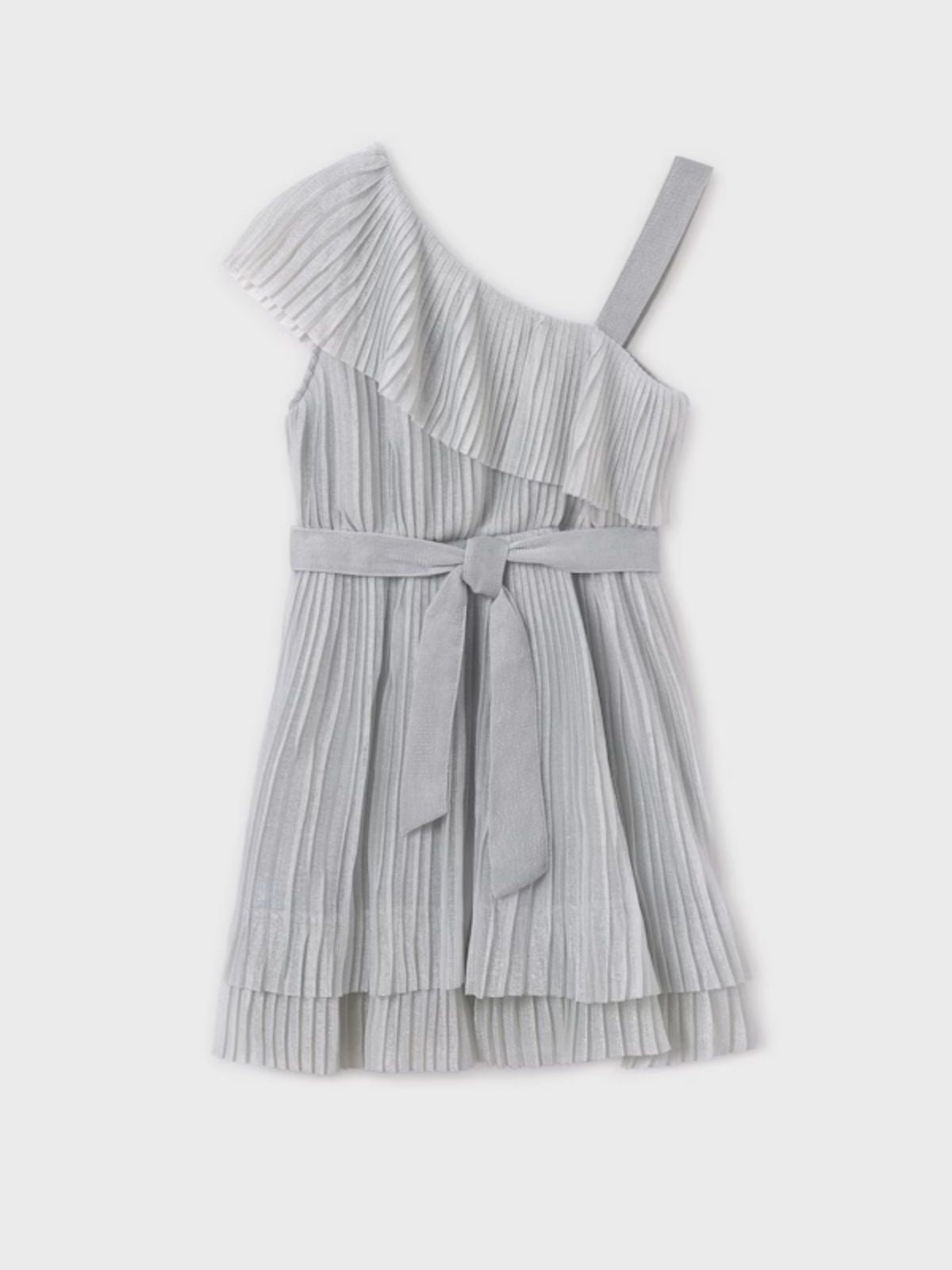 Vestido asimétrico plisado chica