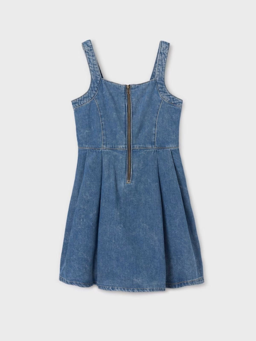 Vestido denim cremallera chica