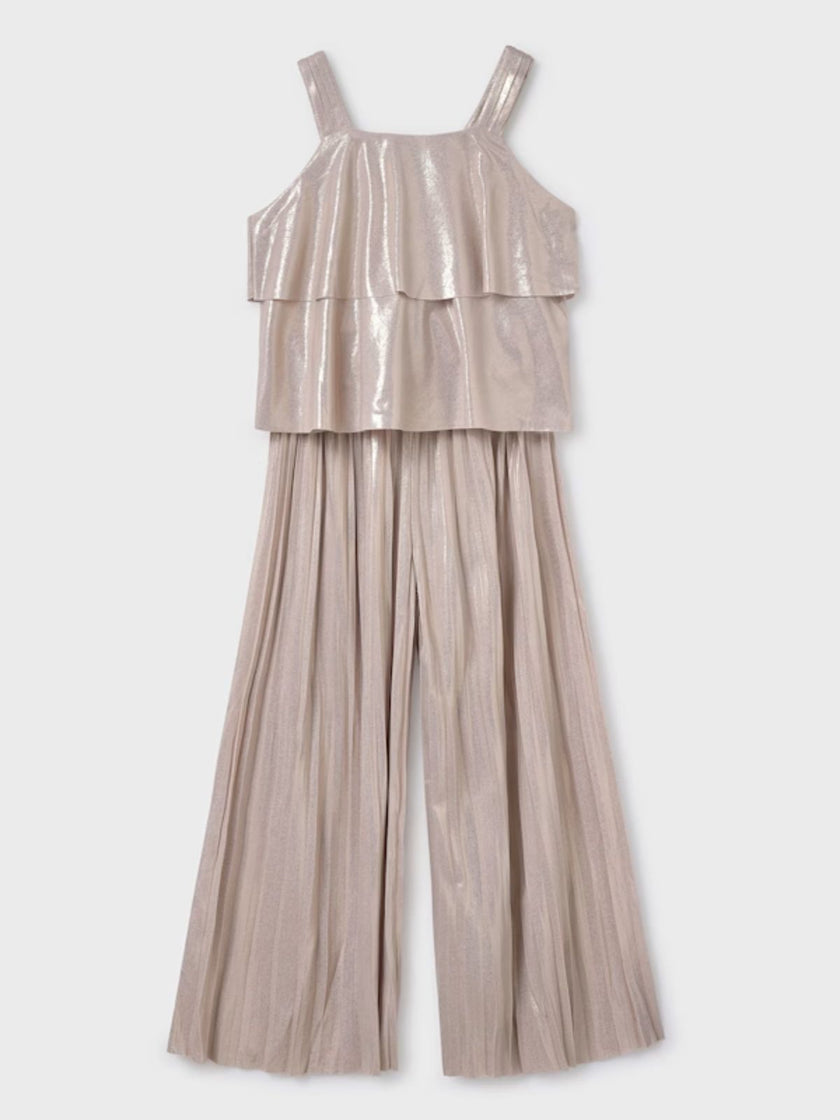 Conjunto pantalón largo y top plisado chica