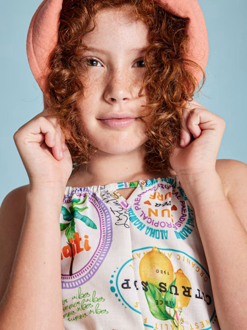 Vestido halter estampado chica
