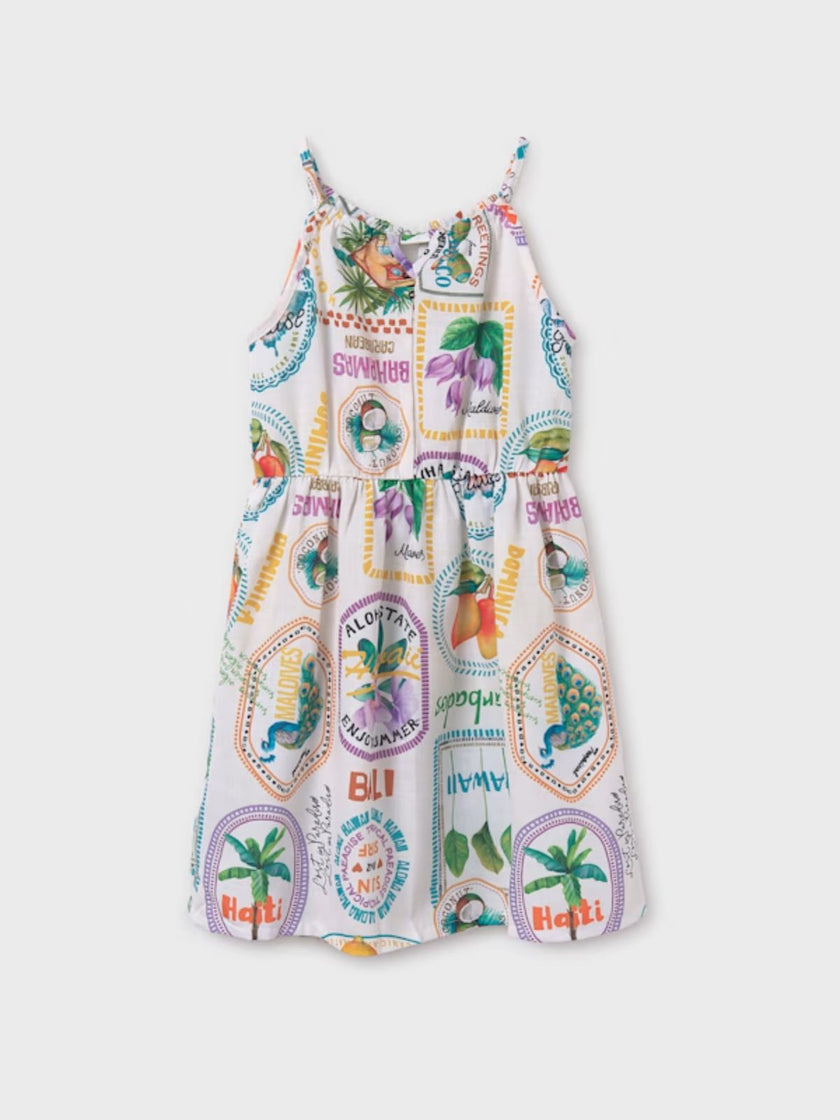 Vestido halter estampado chica