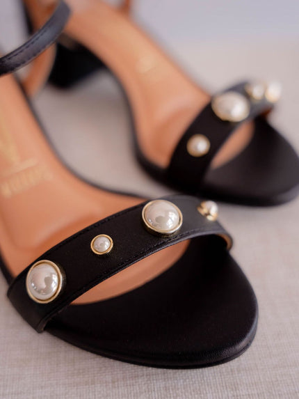 Sandalias 4 perlas negro