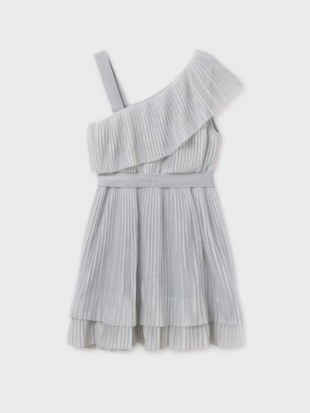 Vestido asimétrico plisado chica