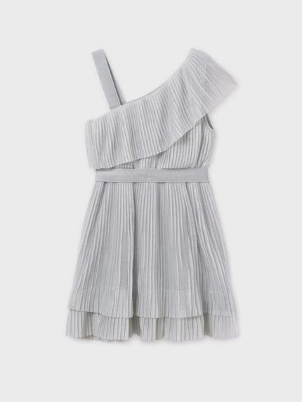 Vestido asimétrico plisado chica