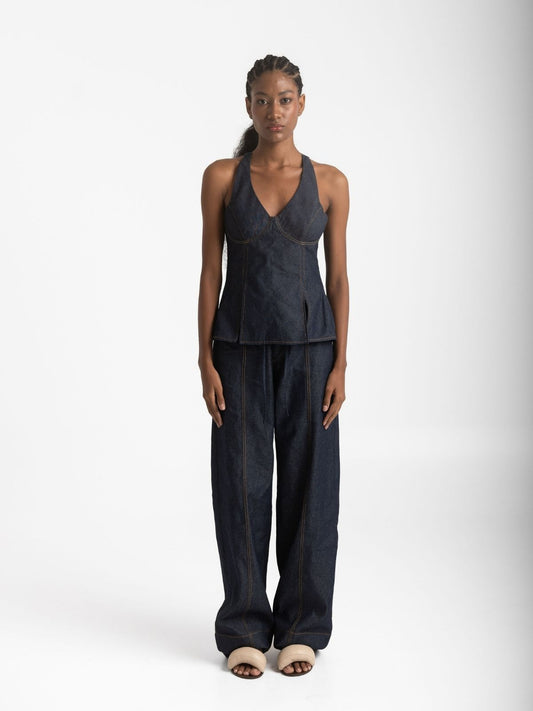 Mina denim high rise pants