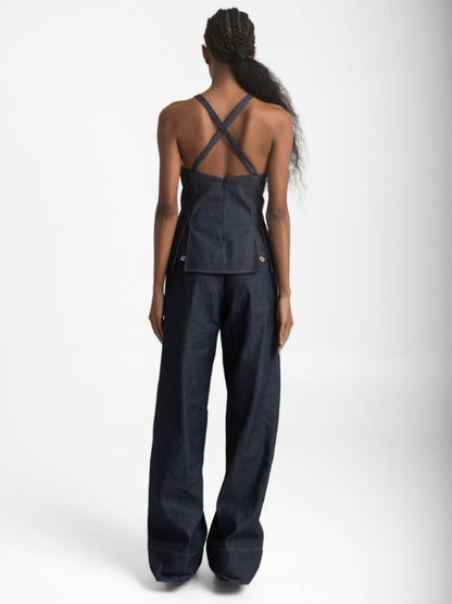 Mina denim high rise pants